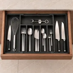 Organizador De Talheres Expansível, 7 Compartimentos, Organizador De Utensílios Cozinha Ou Gaveta, Limoa - R$ 49,90