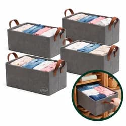 Kit 4 Caixas Cesto Organizadora Grande Dobrável Guarda Roupa Gaveta Mesas Banheiro Cor Cinza Ciclo Alternativa - R$ 54