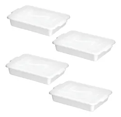 Kit 4 Bandejas Caixa C Tampa 4l P Açougue Branca - R$ 55,06