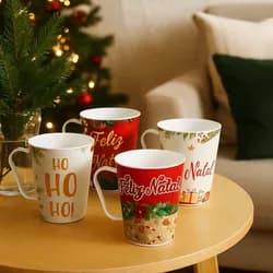 Kit 12 Canecas 430ml Lembrancinhas Datas Especiais Natal Coloridas Caneca Natal - R$ 59,90